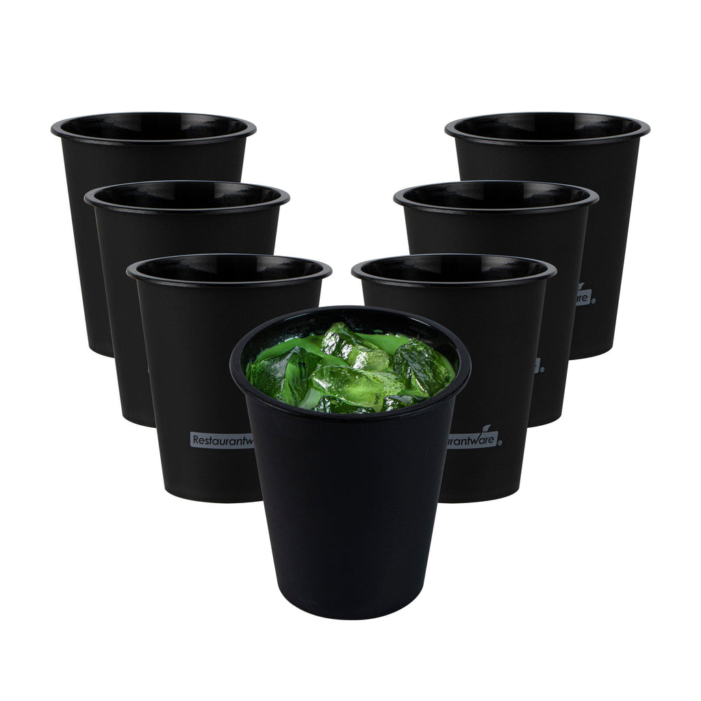 Bev Tek 12 oz Round Matte Black Plastic Hot / Cold Drinking Cup - 3 1/2" x 3 1/2" x 4" - 100 count box