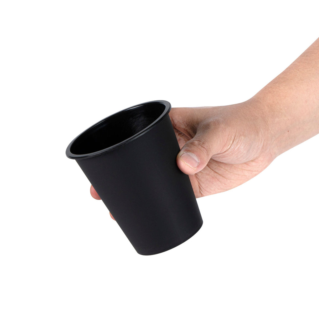 Bev Tek 12 oz Round Matte Black Plastic Hot / Cold Drinking Cup - 3 1/2" x 3 1/2" x 4" - 100 count box