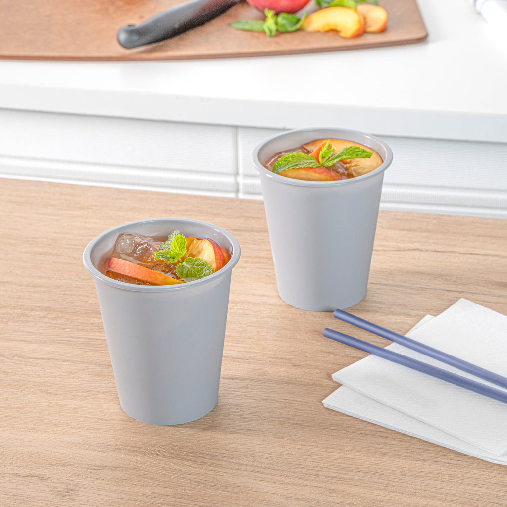 Bev Tek 12 oz Round Matte Gray Plastic Hot / Cold Drinking Cup - 3 1/2" x 3 1/2" x 4" - 100 count box