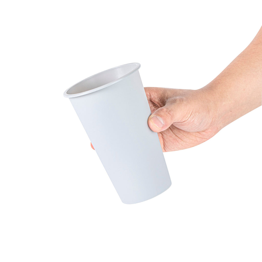 Bev Tek 16 oz Round Matte Gray Plastic Hot / Cold Drinking Cup - 3 1/2" x 3 1/2" x 5 1/4" - 100 count box