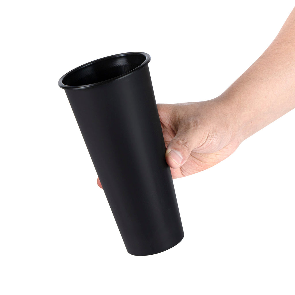 Bev Tek 24 oz Round Matte Black Plastic Hot / Cold Drinking Cup - 3 1/2" x 3 1/2" x 7" - 100 count box