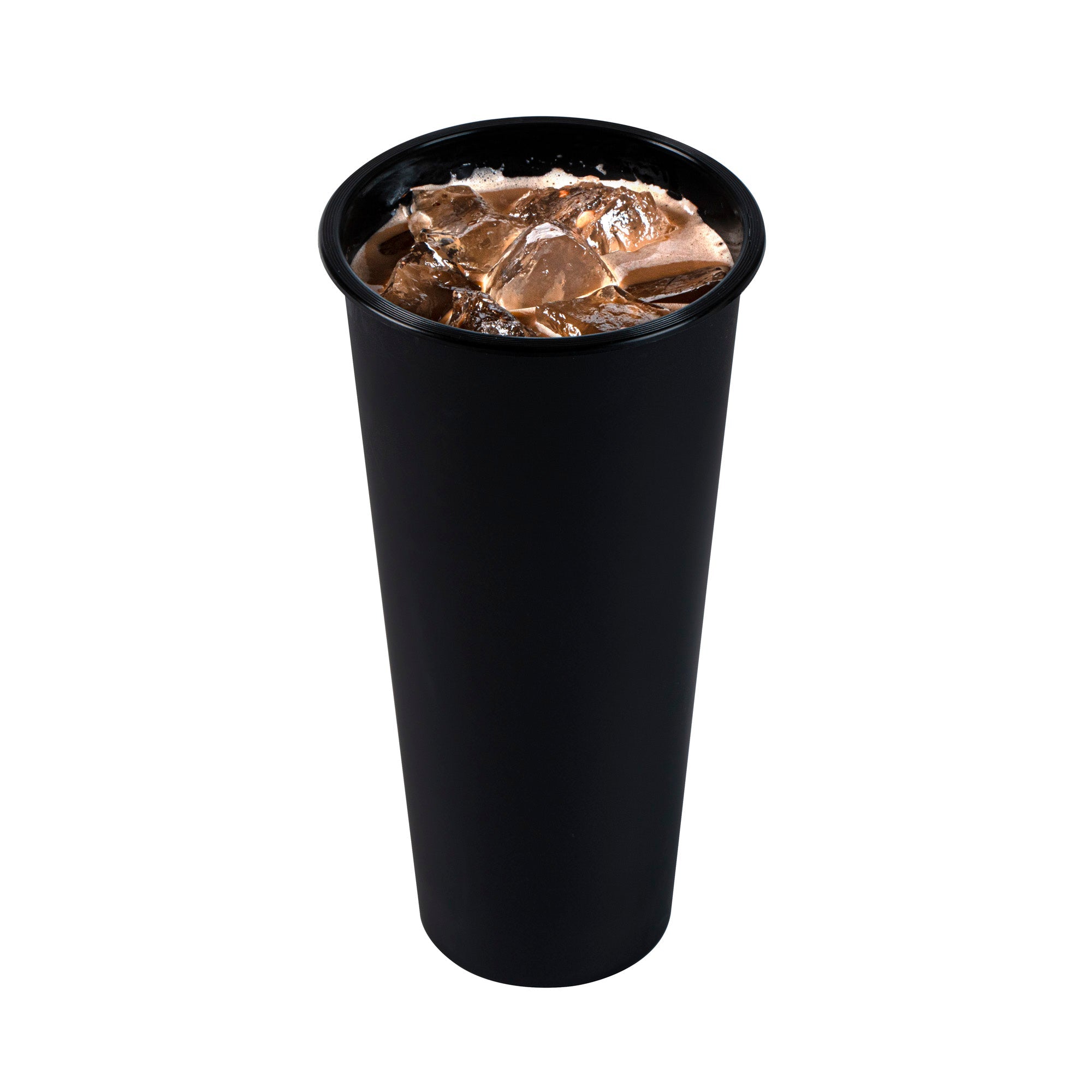 Bev Tek 24 oz Round Matte Black Plastic Hot / Cold Drinking Cup - 3 1/2" x 3 1/2" x 7" - 100 count box
