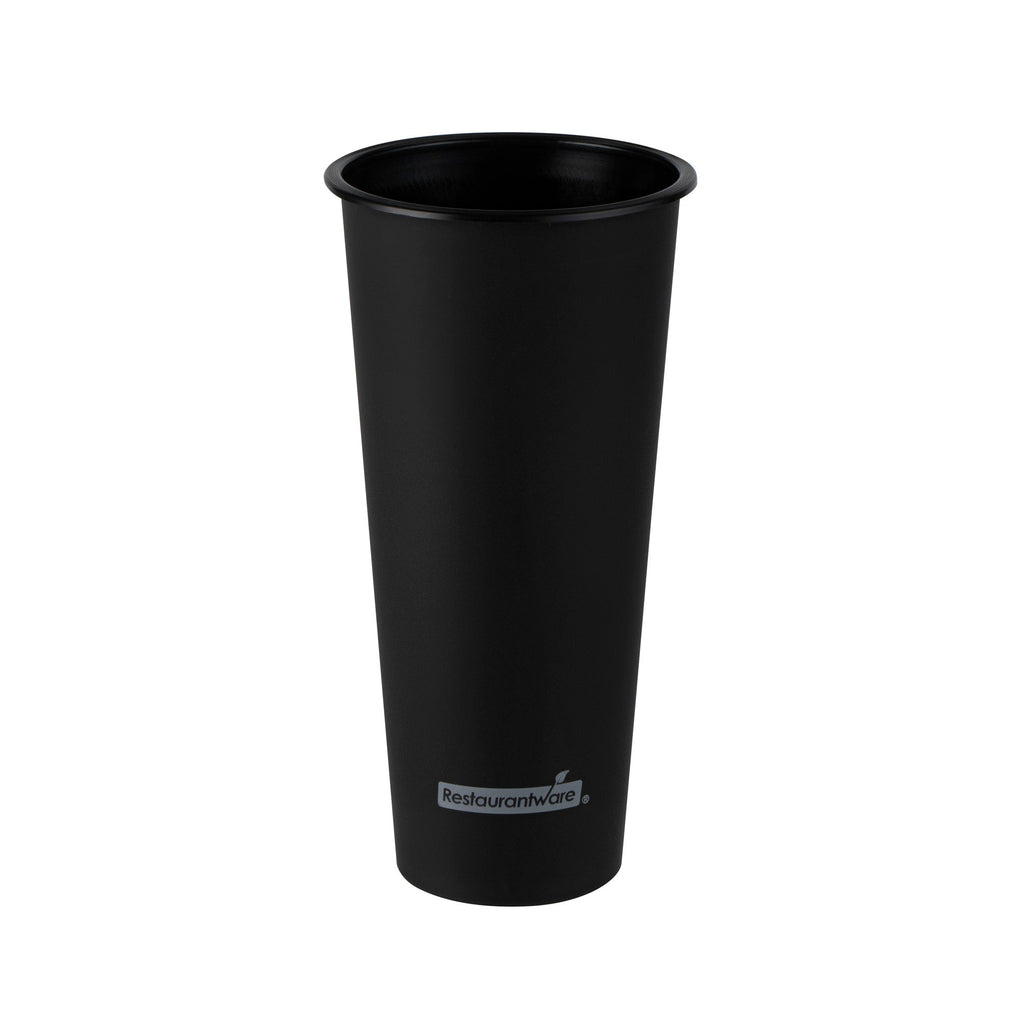 Bev Tek 24 oz Round Matte Black Plastic Hot / Cold Drinking Cup - 3 1/2" x 3 1/2" x 7" - 100 count box