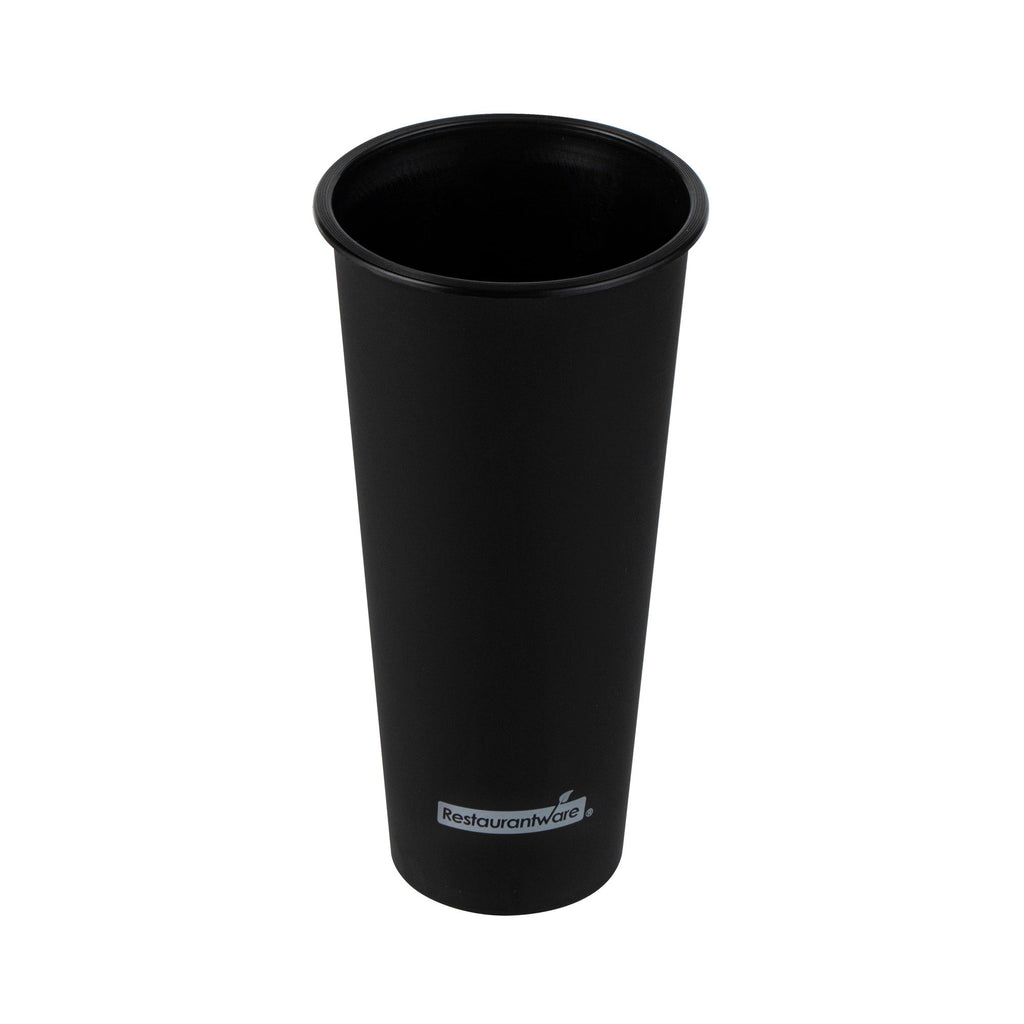 Bev Tek 24 oz Round Matte Black Plastic Hot / Cold Drinking Cup - 3 1/2" x 3 1/2" x 7" - 100 count box