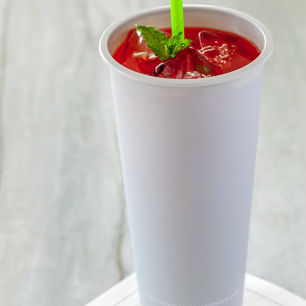 Bev Tek 24 oz Round Matte Gray Plastic Hot / Cold Drinking Cup - 3 1/2" x 3 1/2" x 7" - 100 count box