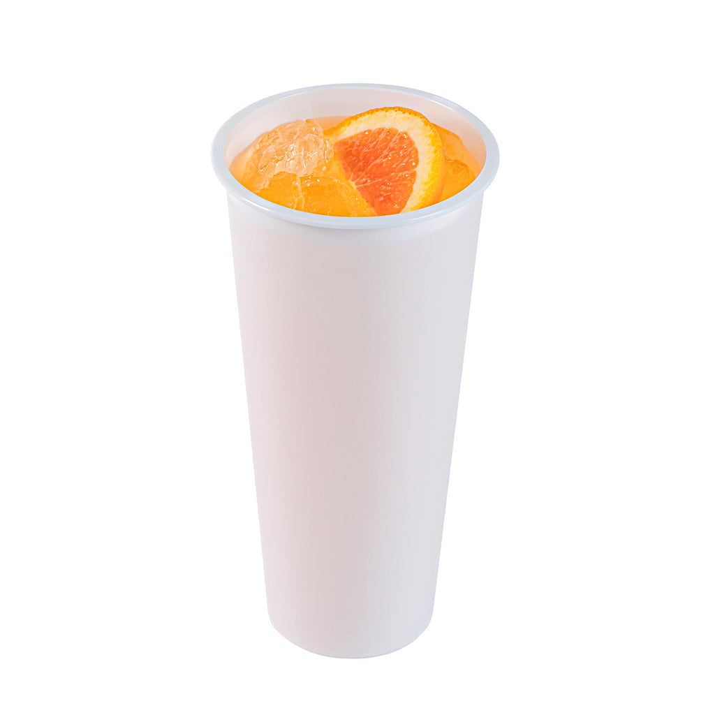 Bev Tek 24 oz Round Matte White Plastic Hot / Cold Drinking Cup - 3 1/2" x 3 1/2" x 7" - 100 count box