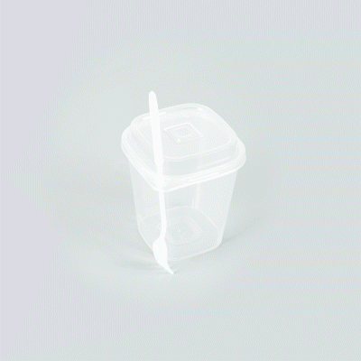 Asporto 17 oz Clear Plastic Salad To Go Cup - with Clear Lid and Fork - 3 1/2" x 3 1/2" x 4" - 100 count box