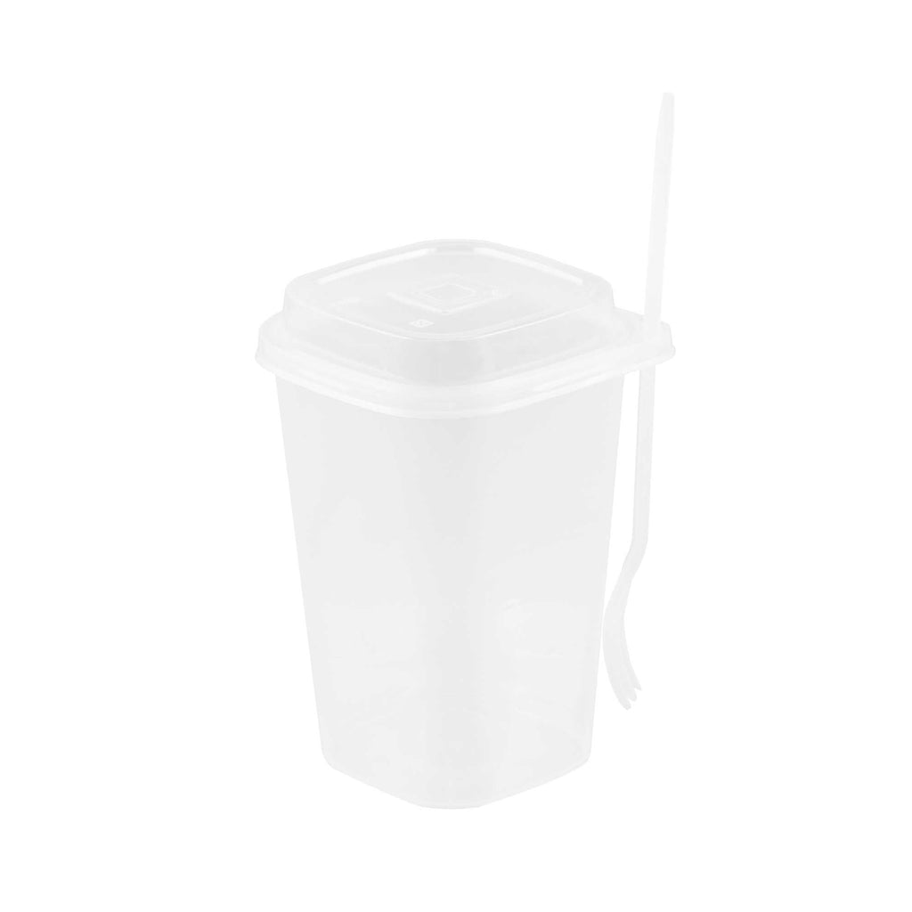 Asporto 24 oz Clear Plastic Salad To Go Cup - with Clear Lid and Fork - 2 3/4" x 2 3/4" x 5 3/4" - 100 count box