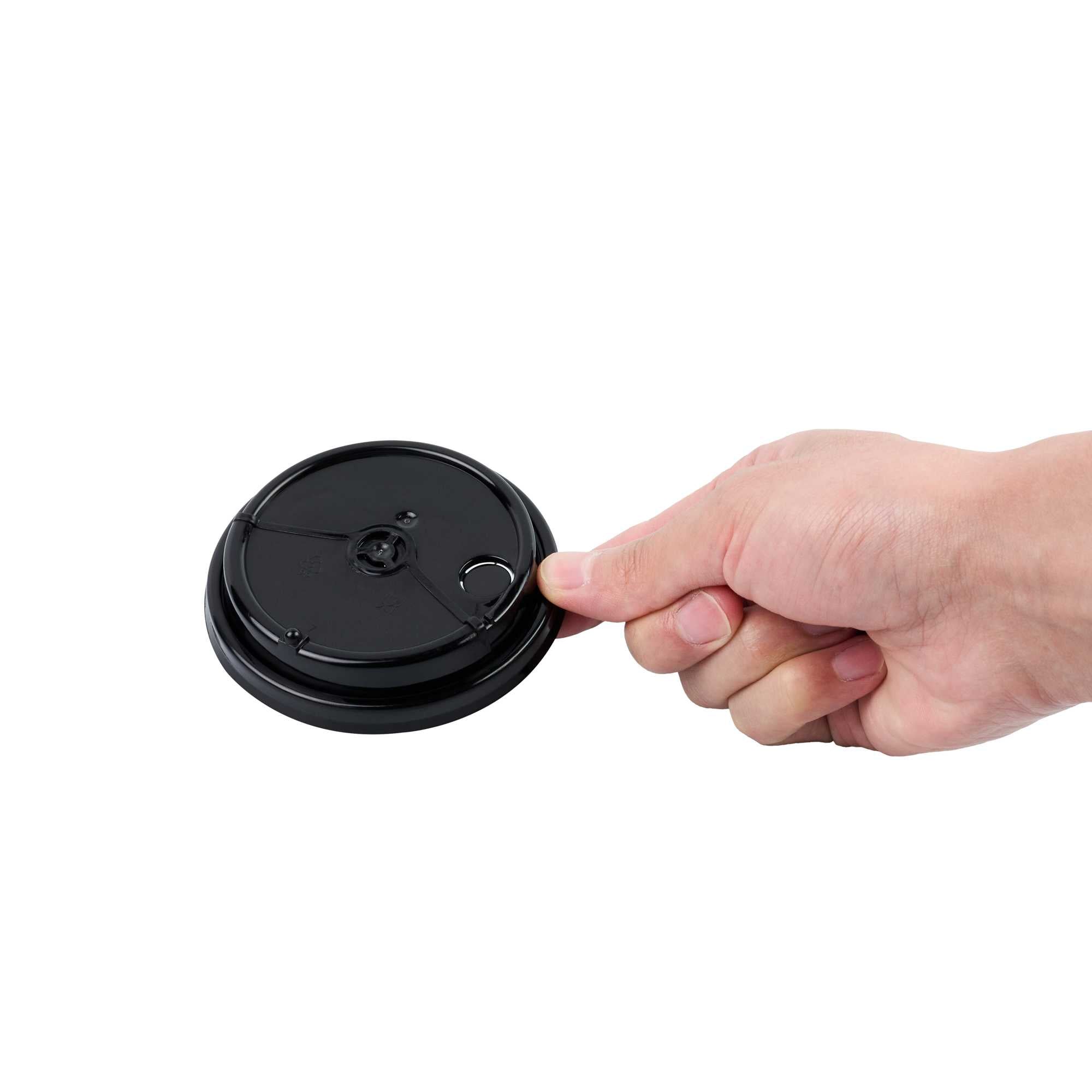 Bev Tek Black Plastic 2-in-1 Straw or Sip Coffee Cup Lid - Fits 8, 12, 16 and 20 oz - 100 count box