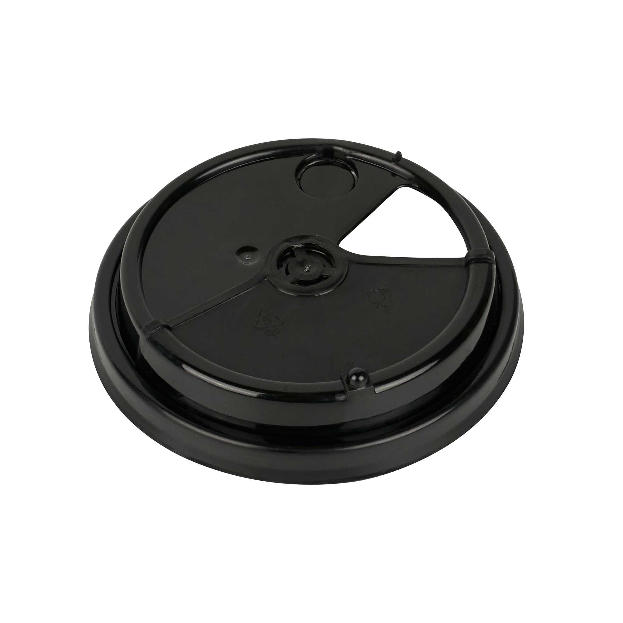 Bev Tek Black Plastic 2-in-1 Straw or Sip Coffee Cup Lid - Fits 8, 12, 16 and 20 oz - 100 count box