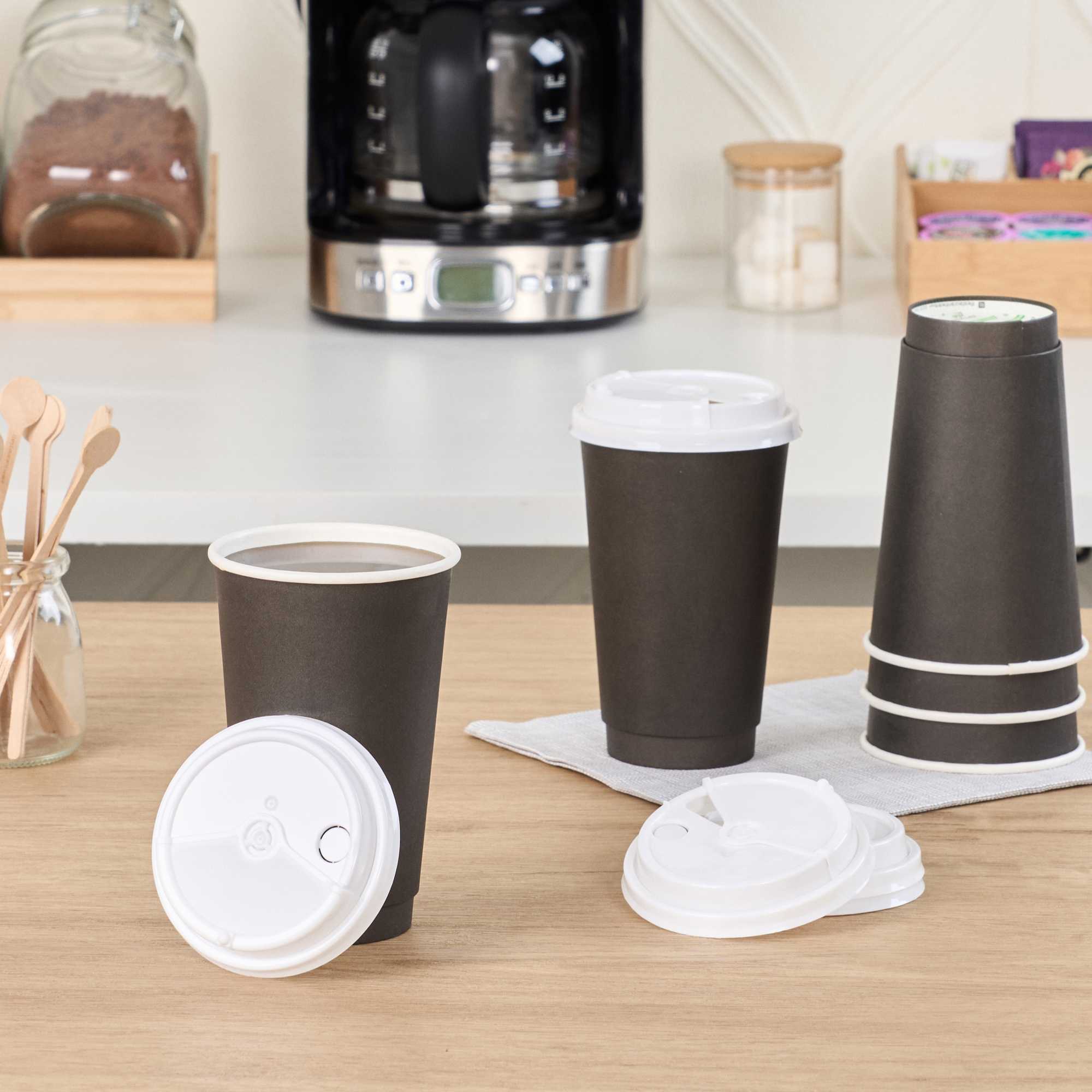 Bev Tek White Plastic 2-in-1 Straw or Sip Coffee Cup Lid - Fits 8, 12, 16 and 20 oz - 100 count box