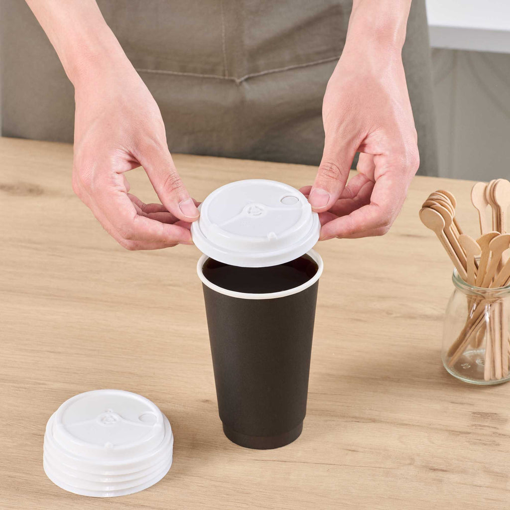 Bev Tek White Plastic 2-in-1 Straw or Sip Coffee Cup Lid - Fits 8, 12, 16 and 20 oz - 100 count box