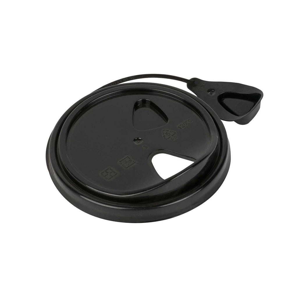 Bev Tek Black Plastic Pop Lock Coffee Cup Lid - Fits 8, 12, 16 and 20 oz - 100 count box