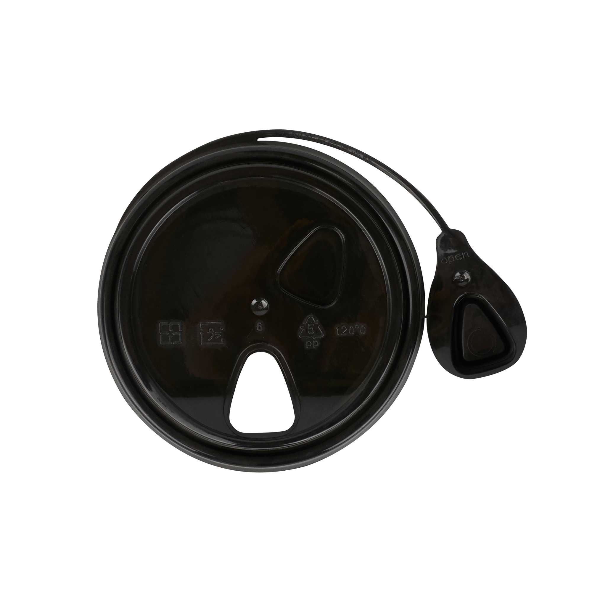 Bev Tek Black Plastic Pop Lock Coffee Cup Lid - Fits 8, 12, 16 and 20 oz - 100 count box