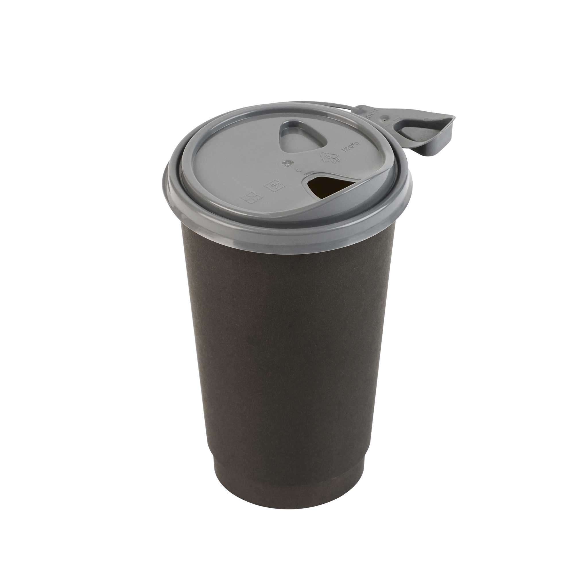 Bev Tek Gray Plastic Pop Lock Coffee Cup Lid - Fits 8, 12, 16 and 20 oz - 100 count box