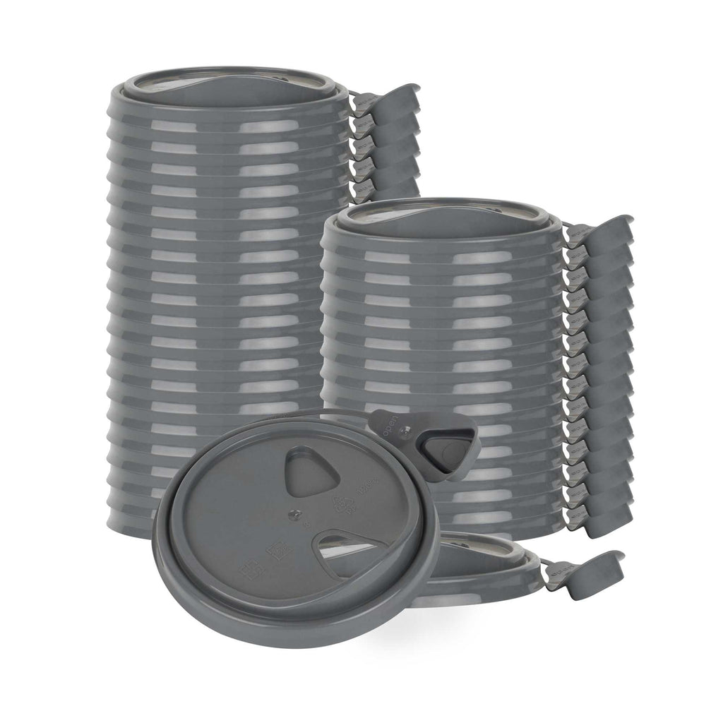 Bev Tek Gray Plastic Pop Lock Coffee Cup Lid - Fits 8, 12, 16 and 20 oz - 100 count box