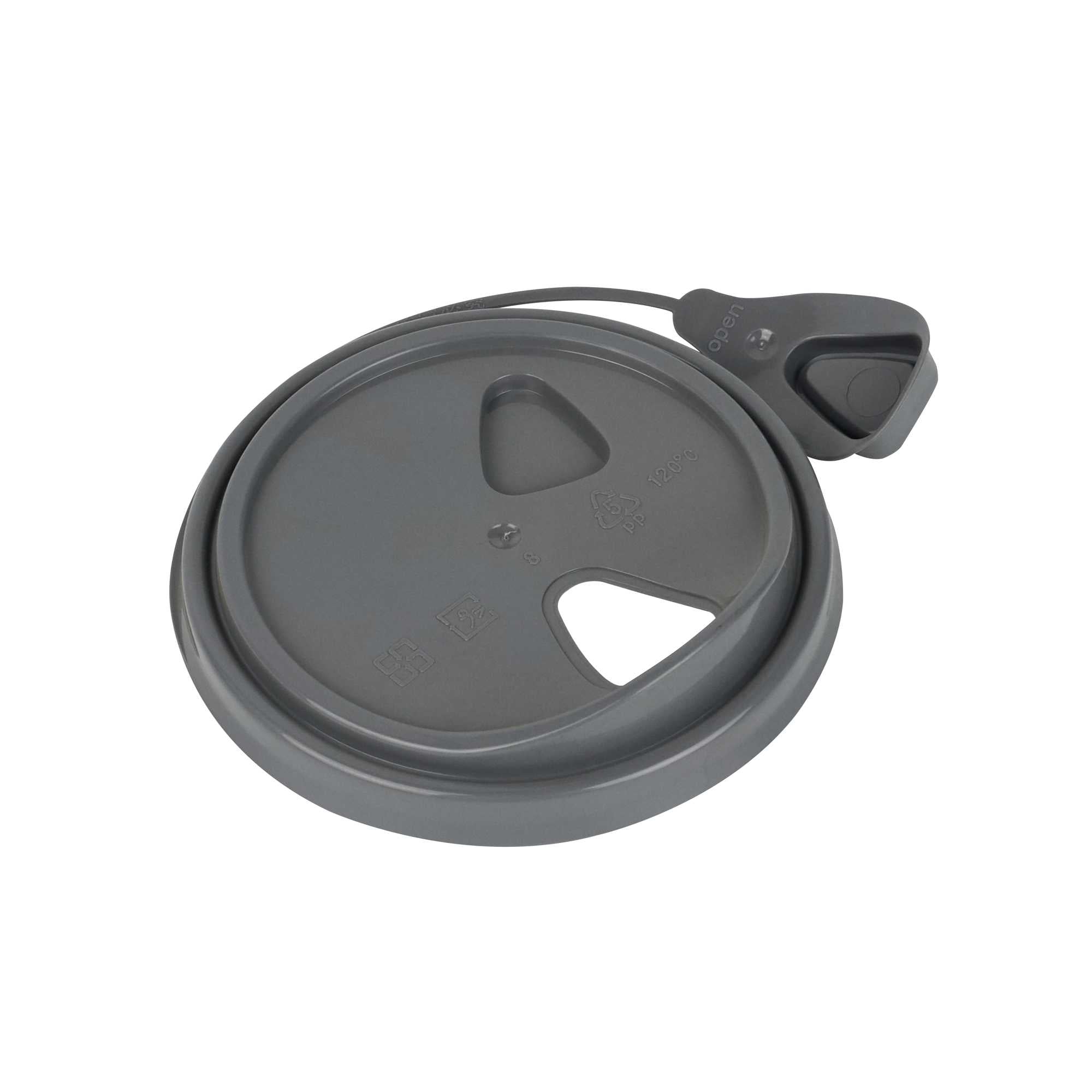 Bev Tek Gray Plastic Pop Lock Coffee Cup Lid - Fits 8, 12, 16 and 20 oz - 100 count box