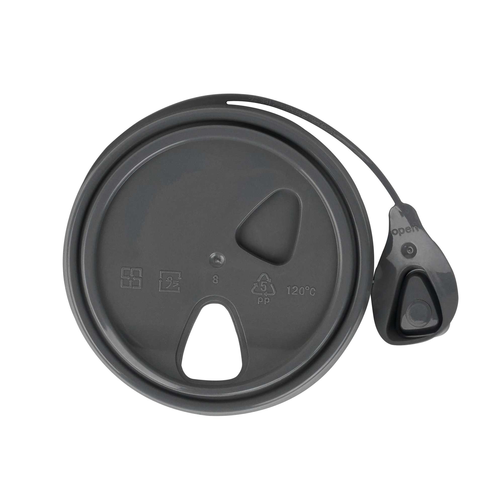 Bev Tek Gray Plastic Pop Lock Coffee Cup Lid - Fits 8, 12, 16 and 20 oz - 100 count box