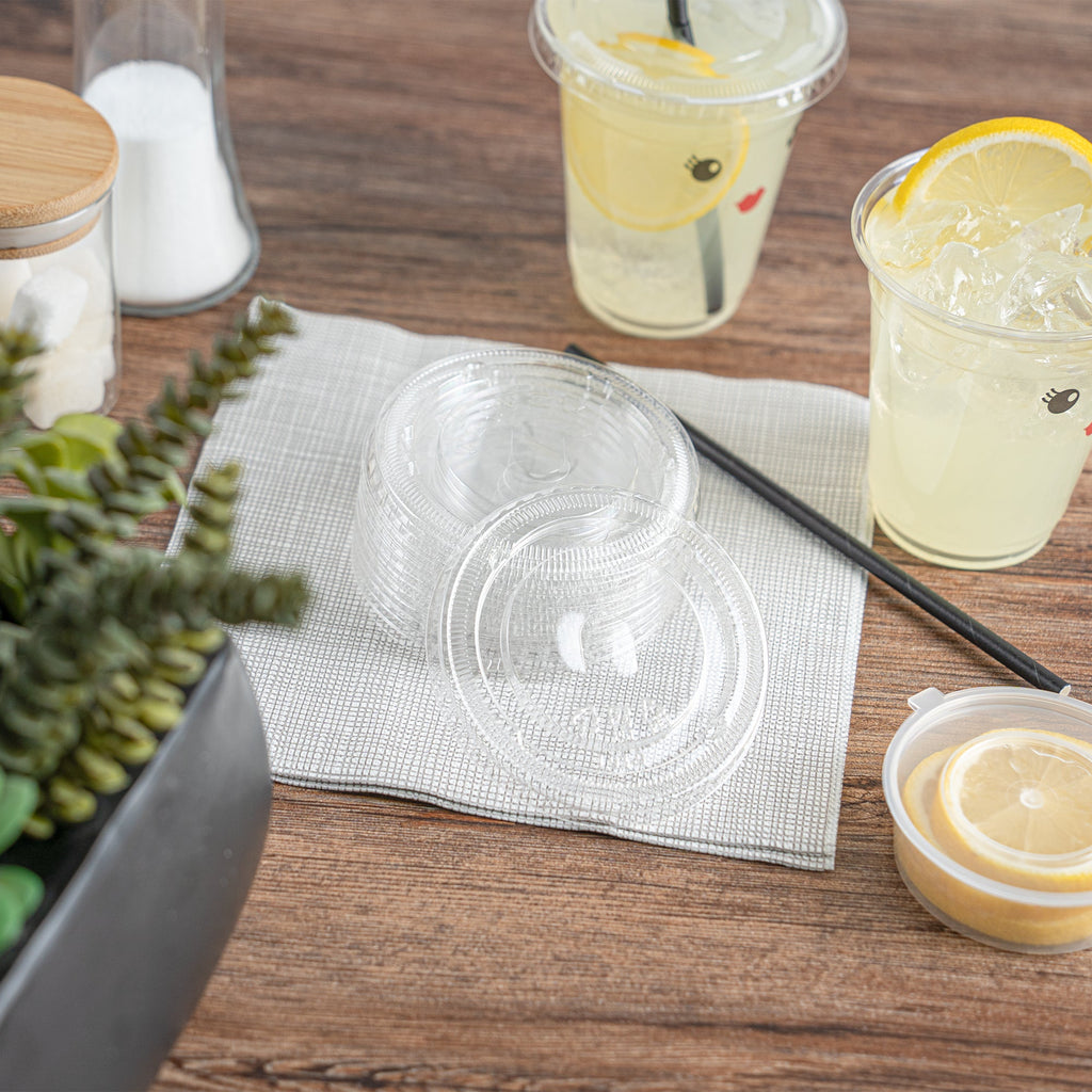 Visage Round Clear Plastic Flat Lid - Fits 9, 12 and 16 oz - 1000 count box