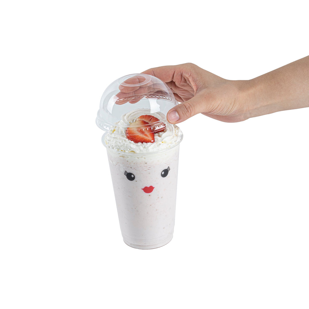 Visage Round Clear Plastic Dome Lid - Fits 9, 12 and 16 oz - 1000 count box