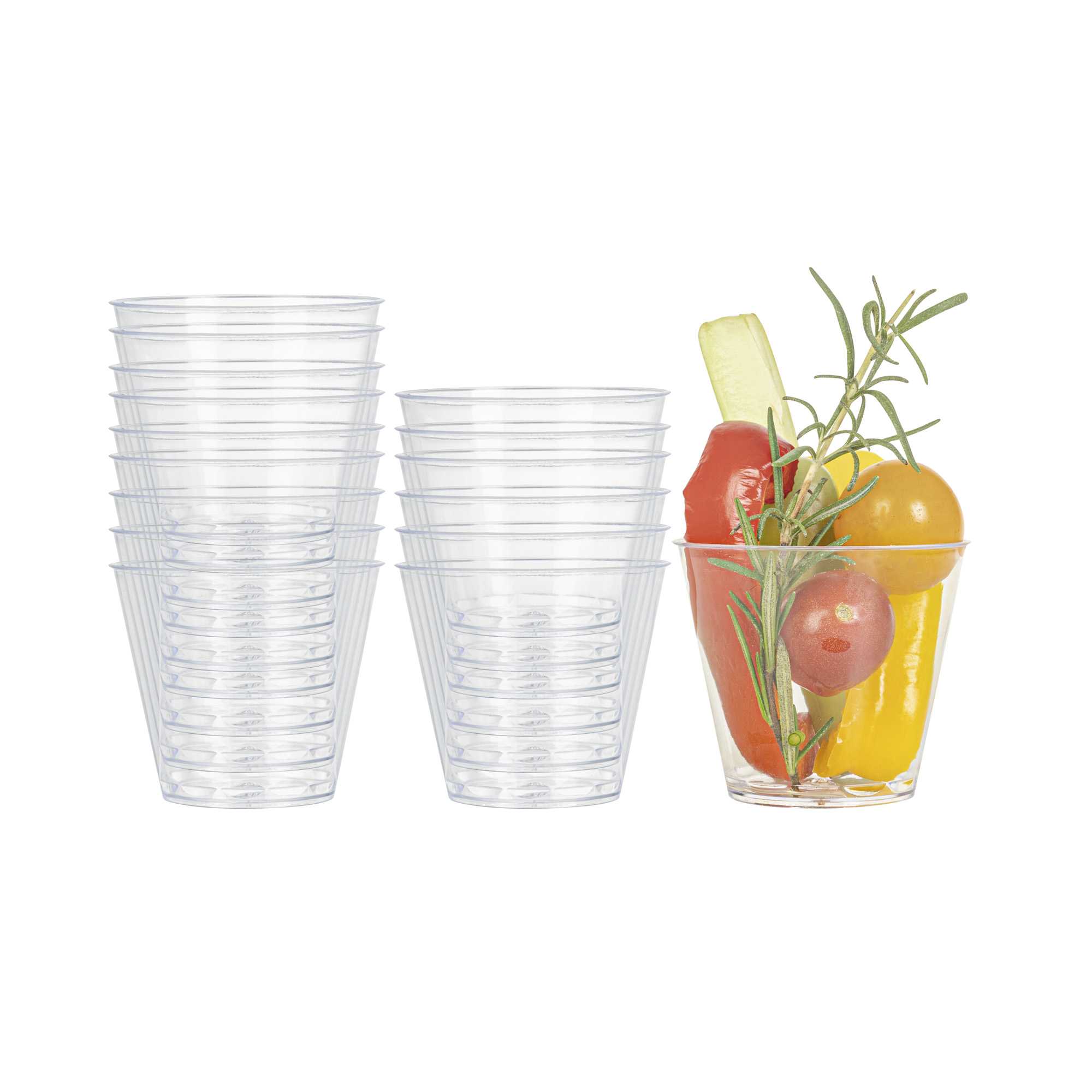 Mini Serve 4 oz Round Clear Plastic Arco Dessert Cup - 2 1/2" x 2 1/2" x 2 1/4" - 100 count box