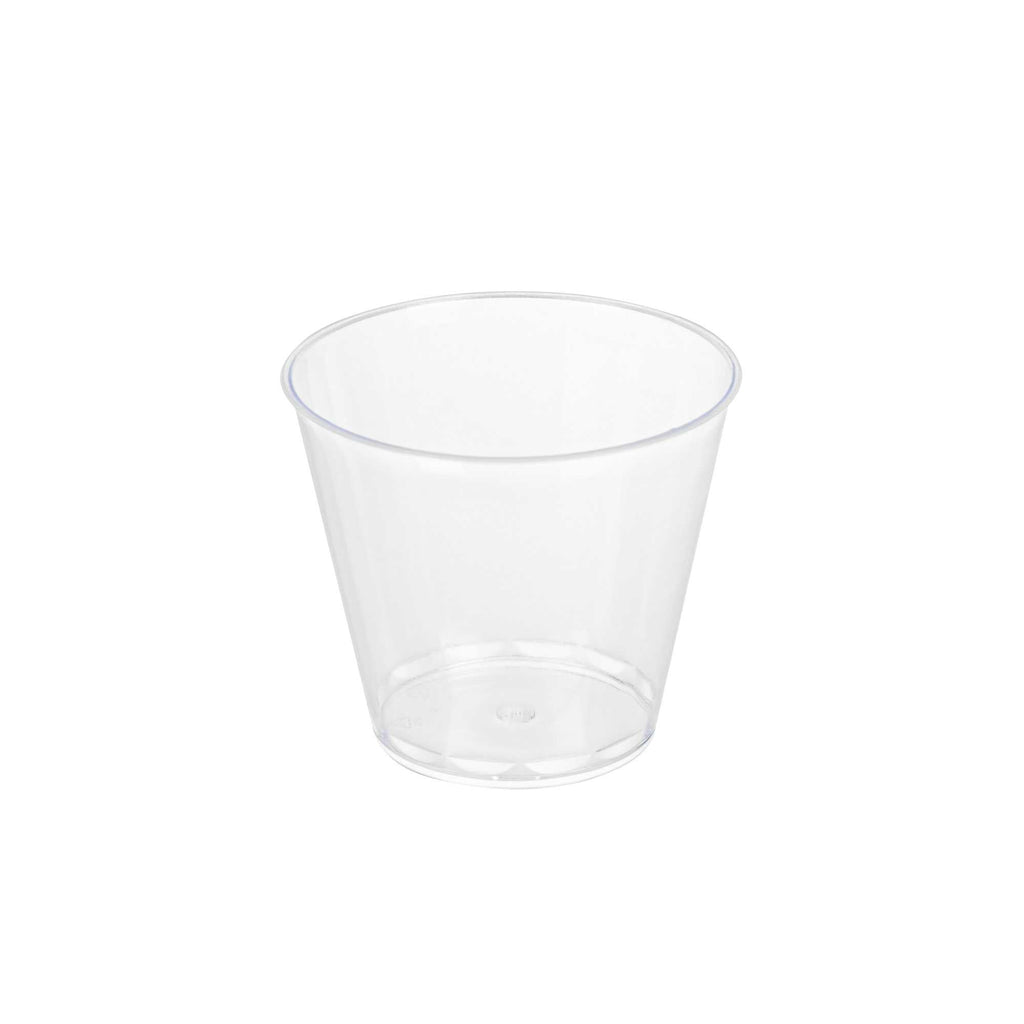 Mini Serve 4 oz Round Clear Plastic Arco Dessert Cup - 2 1/2" x 2 1/2" x 2 1/4" - 20 count box