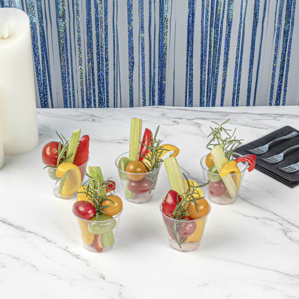 Mini Serve 4 oz Round Clear Plastic Arco Dessert Cup - 2 1/2" x 2 1/2" x 2 1/4" - 20 count box