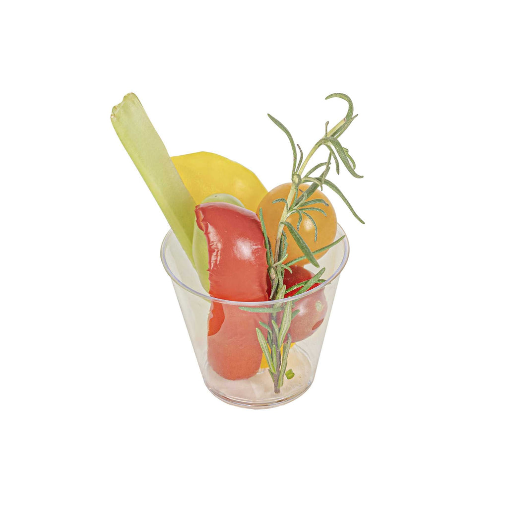 Mini Serve 4 oz Round Clear Plastic Arco Dessert Cup - 2 1/2" x 2 1/2" x 2 1/4" - 20 count box