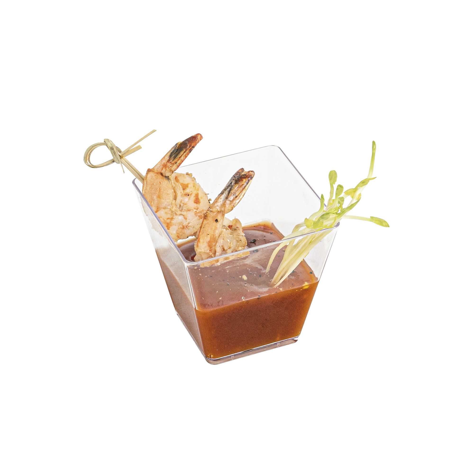 Mini Serve 5 oz Square Clear Plastic Medium Kova Cup - 2 1/2" x 2 1/2" x 2 1/2" - 100 count box