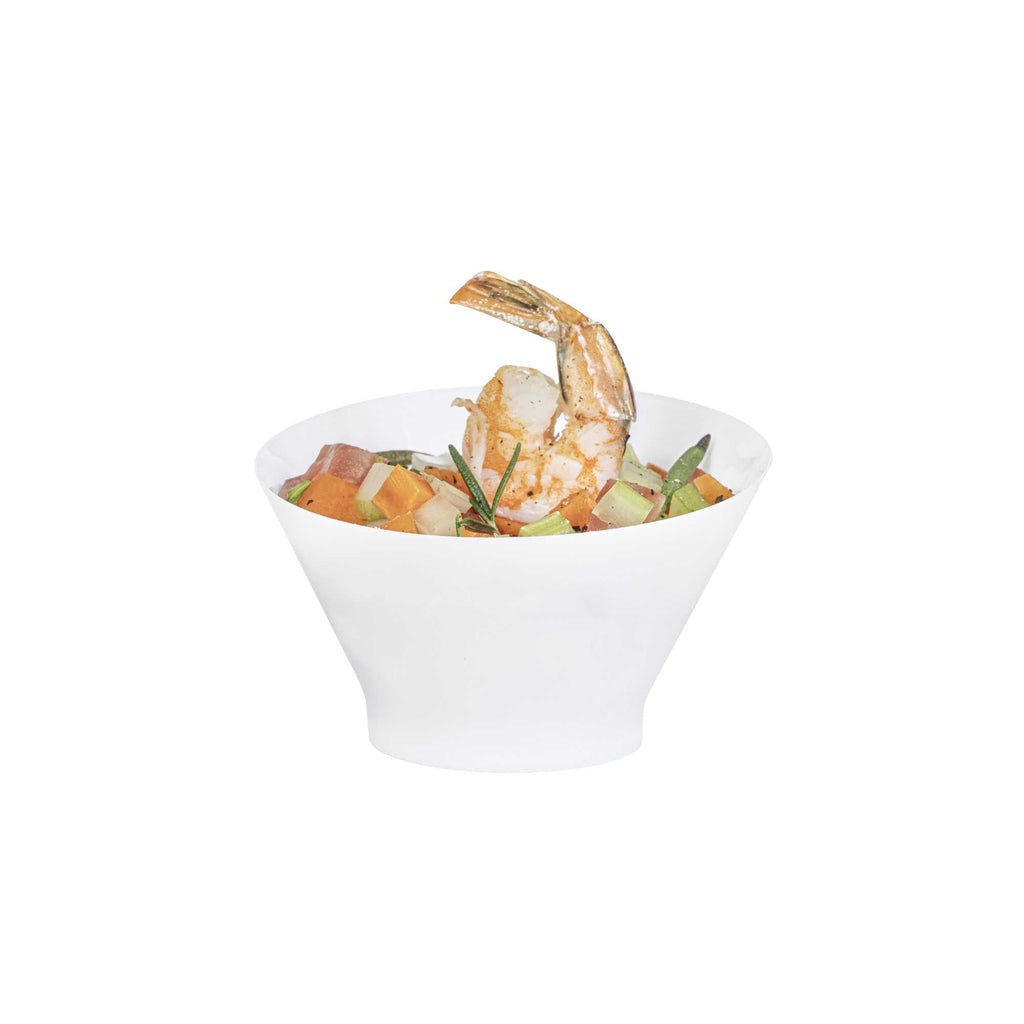 Mini Serve 5 oz Round White Plastic Small Incline Bowl - 3 3/4" x 3 3/4" x 2 1/2" - 20 count box