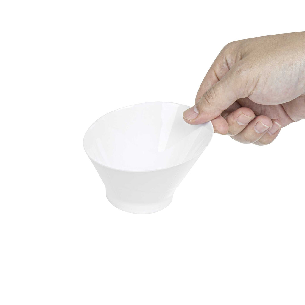 Mini Serve 5 oz Round White Plastic Small Incline Bowl - 3 3/4" x 3 3/4" x 2 1/2" - 100 count box