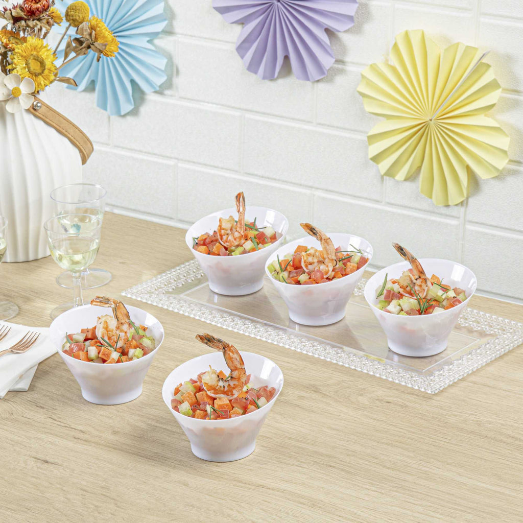 Mini Serve 5 oz Round White Plastic Small Incline Bowl - 3 3/4" x 3 3/4" x 2 1/2" - 100 count box