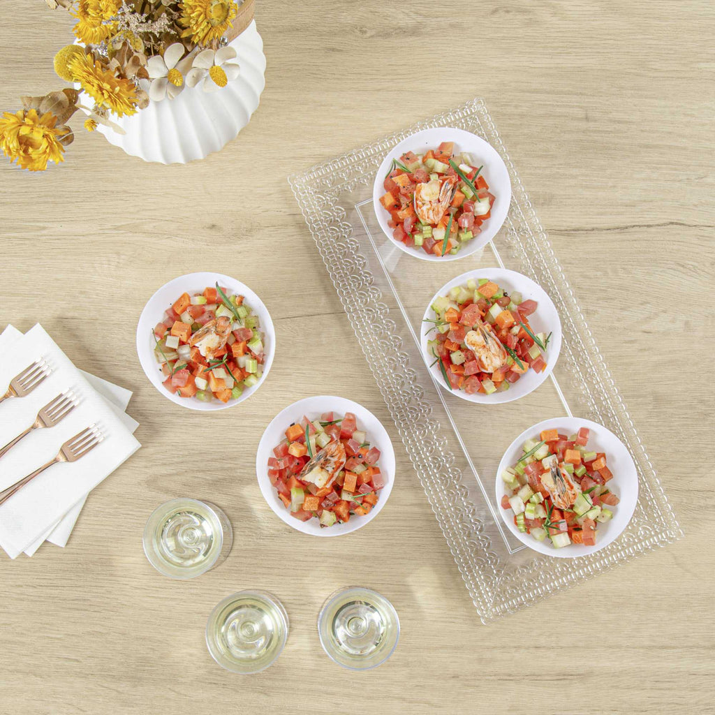 Mini Serve 5 oz Round White Plastic Small Incline Bowl - 3 3/4" x 3 3/4" x 2 1/2" - 100 count box