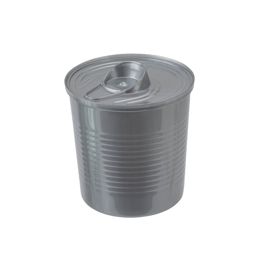 Mini Serve 4 oz Round Silver Plastic Tin Can - with Lid - 2 1/2" x 2 1/2" x 2 3/4" - 20 count box