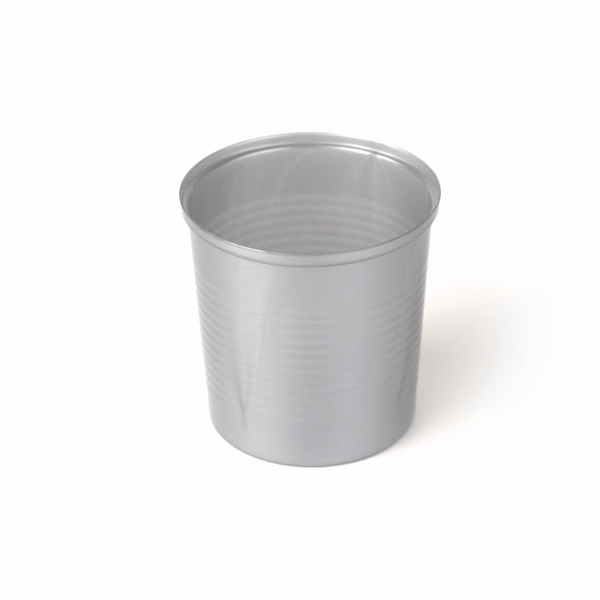 Mini Serve 4 oz Round Silver Plastic Tin Can - with Lid - 2 1/2" x 2 1/2" x 2 3/4" - 20 count box