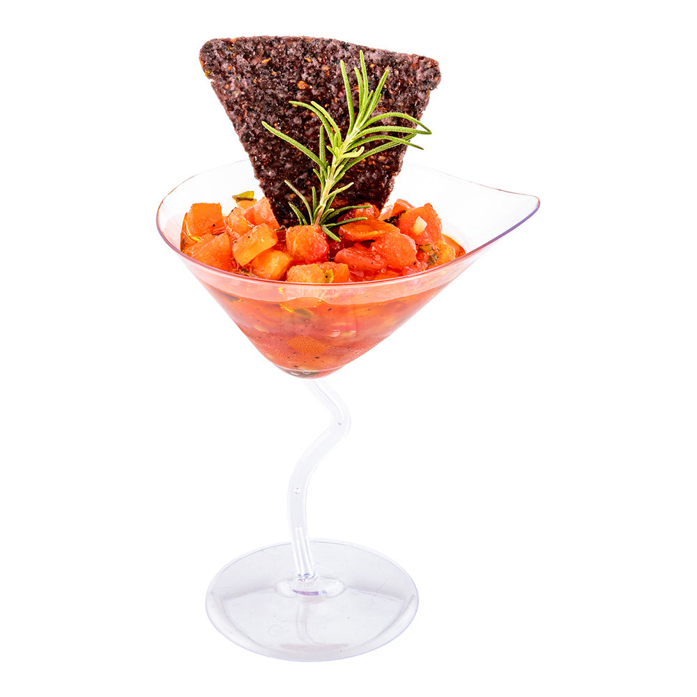 Bev Tek 3 oz Clear Plastic Dekko Martini Glass - 3 3/4" x 3" x 4 3/4" - 100 count box