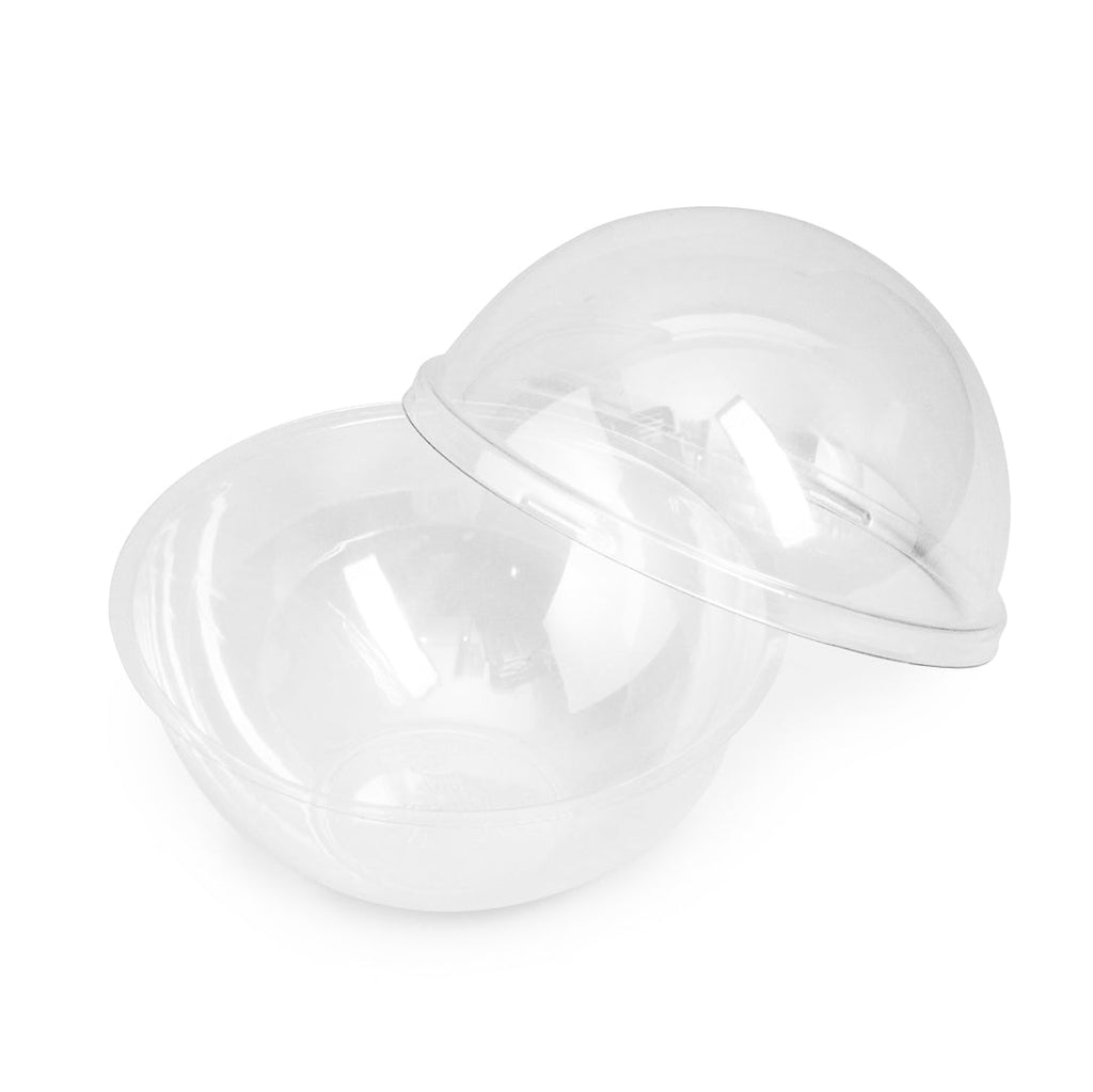 Thermo Tek 12 oz Clear Plastic Sphere Salad Container - with Dome Lid - 5 1/4" x 5 1/4" x 4 1/2" - 50 count box