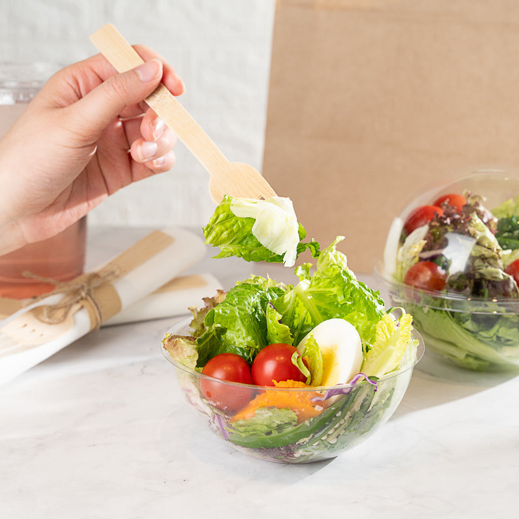 Thermo Tek 12 oz Clear Plastic Sphere Salad Container - with Dome Lid - 5 1/4" x 5 1/4" x 4 1/2" - 50 count box