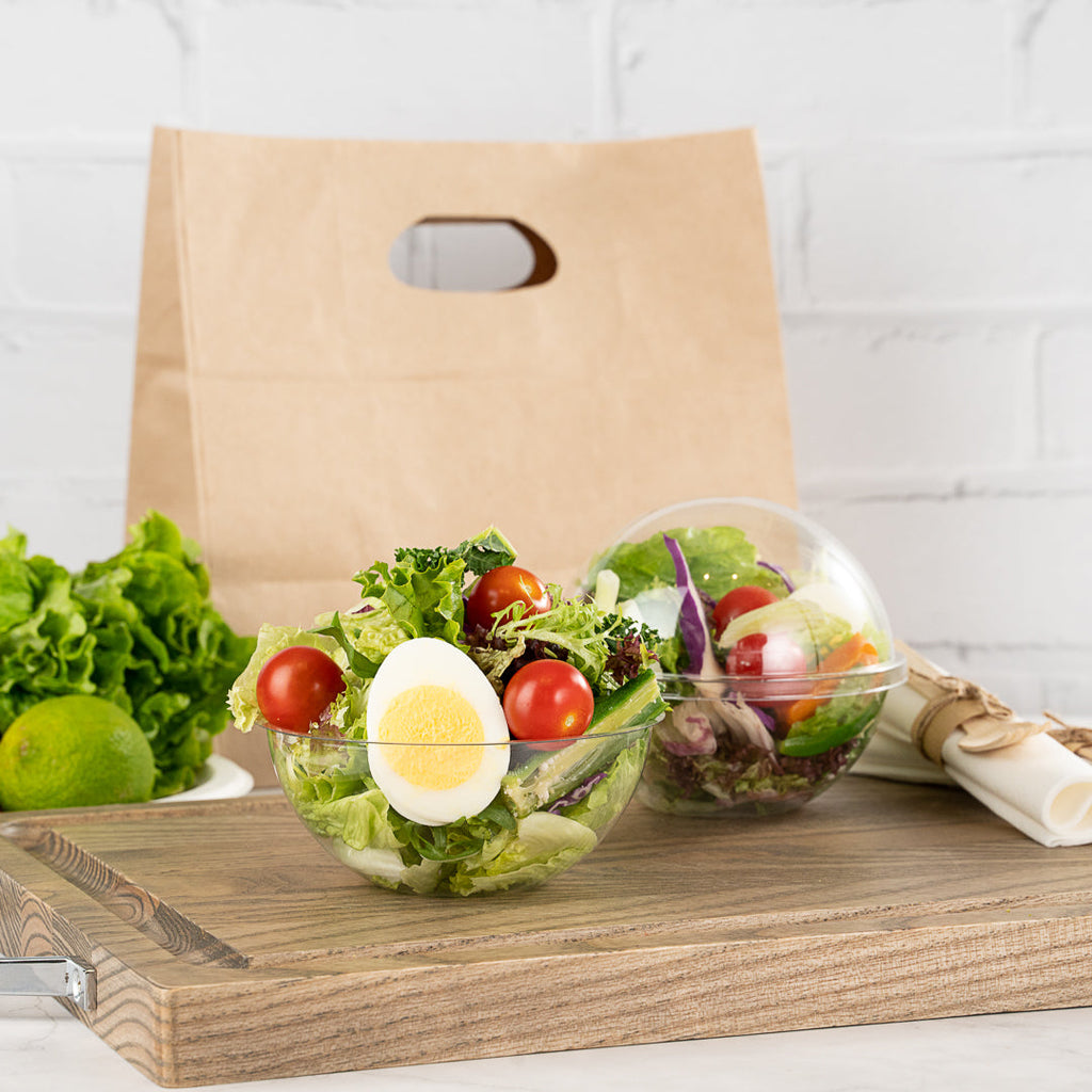 Thermo Tek 12 oz Clear Plastic Sphere Salad Container - with Dome Lid - 5 1/4" x 5 1/4" x 4 1/2" - 50 count box