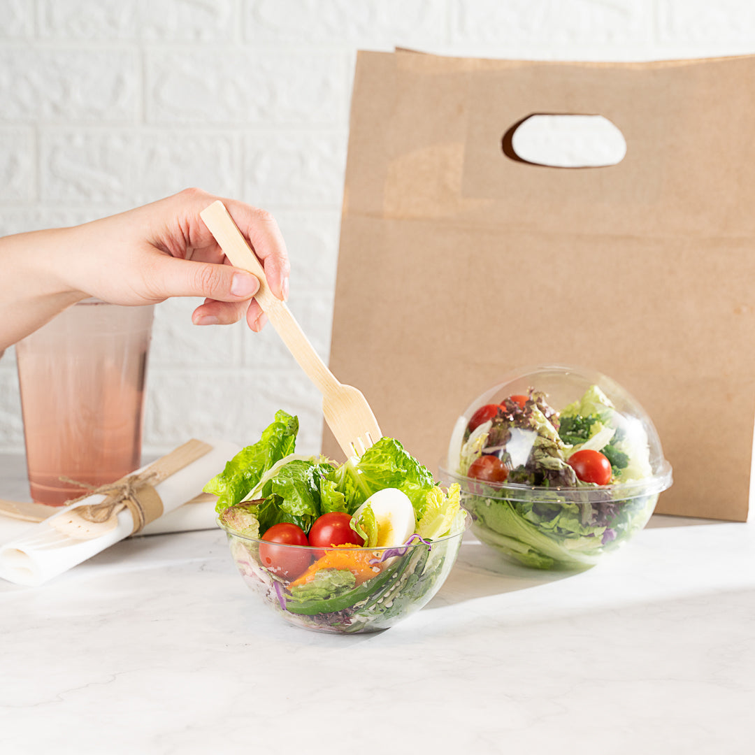 Thermo Tek 12 oz Clear Plastic Sphere Salad Container - with Dome Lid - 5 1/4" x 5 1/4" x 4 1/2" - 50 count box