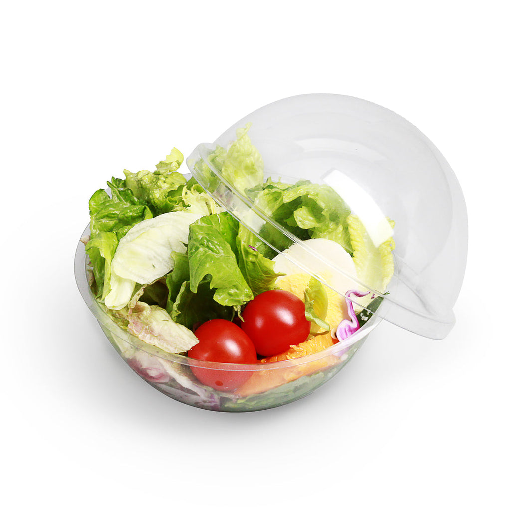 Thermo Tek 12 oz Clear Plastic Sphere Salad Container - with Dome Lid - 5 1/4" x 5 1/4" x 4 1/2" - 500 count box