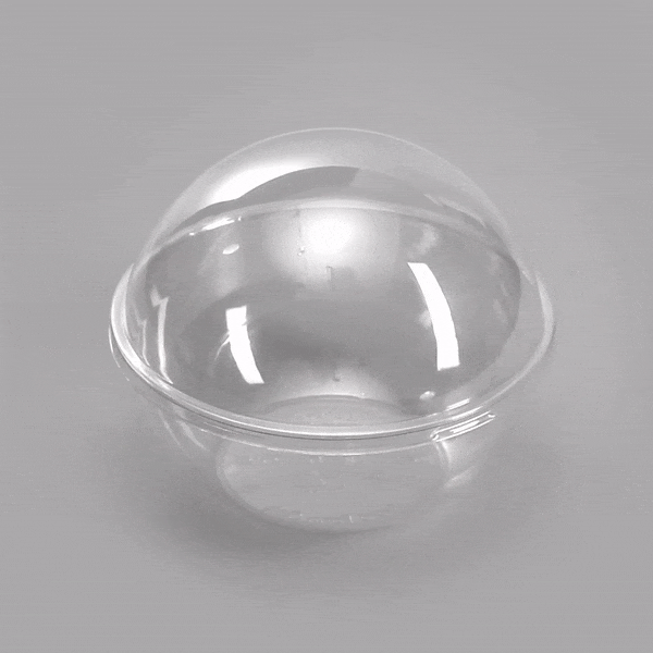 Thermo Tek 21 oz Clear Plastic Sphere Salad Container - with Dome Lid - 5 3/4" x 5 3/4" x 4 3/4" - 50 count box