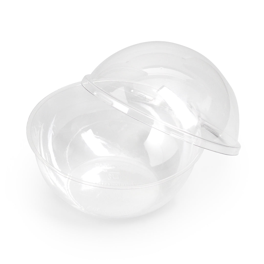 Thermo Tek 21 oz Clear Plastic Sphere Salad Container - with Dome Lid - 5 3/4" x 5 3/4" x 4 3/4" - 50 count box
