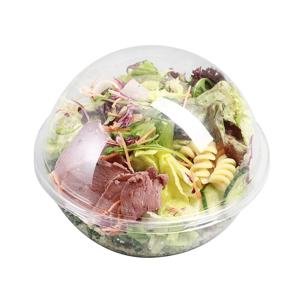 Thermo Tek 28 oz Clear Plastic Sphere Salad Container - with Dome Lid - 6 1/2" x 6 1/2" x 5 1/2" - 50 count box