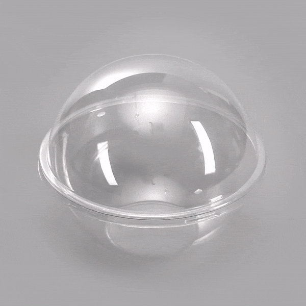 Thermo Tek 28 oz Clear Plastic Sphere Salad Container - with Dome Lid - 6 1/2" x 6 1/2" x 5 1/2" - 50 count box
