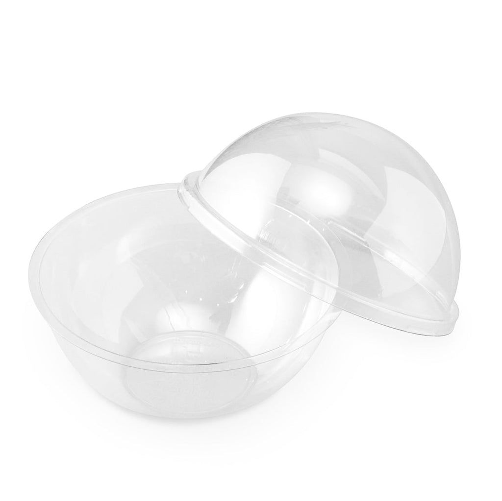 Thermo Tek 28 oz Clear Plastic Sphere Salad Container - with Dome Lid - 6 1/2" x 6 1/2" x 5 1/2" - 50 count box