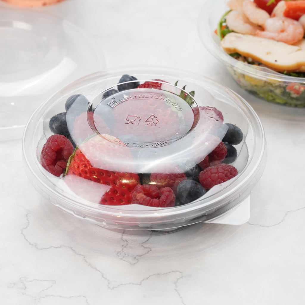 Thermo Tek 8 oz Clear Plastic Ergo-Grip Bowl - 4 3/4" x 4 3/4" x 1 1/4" - 500 count box