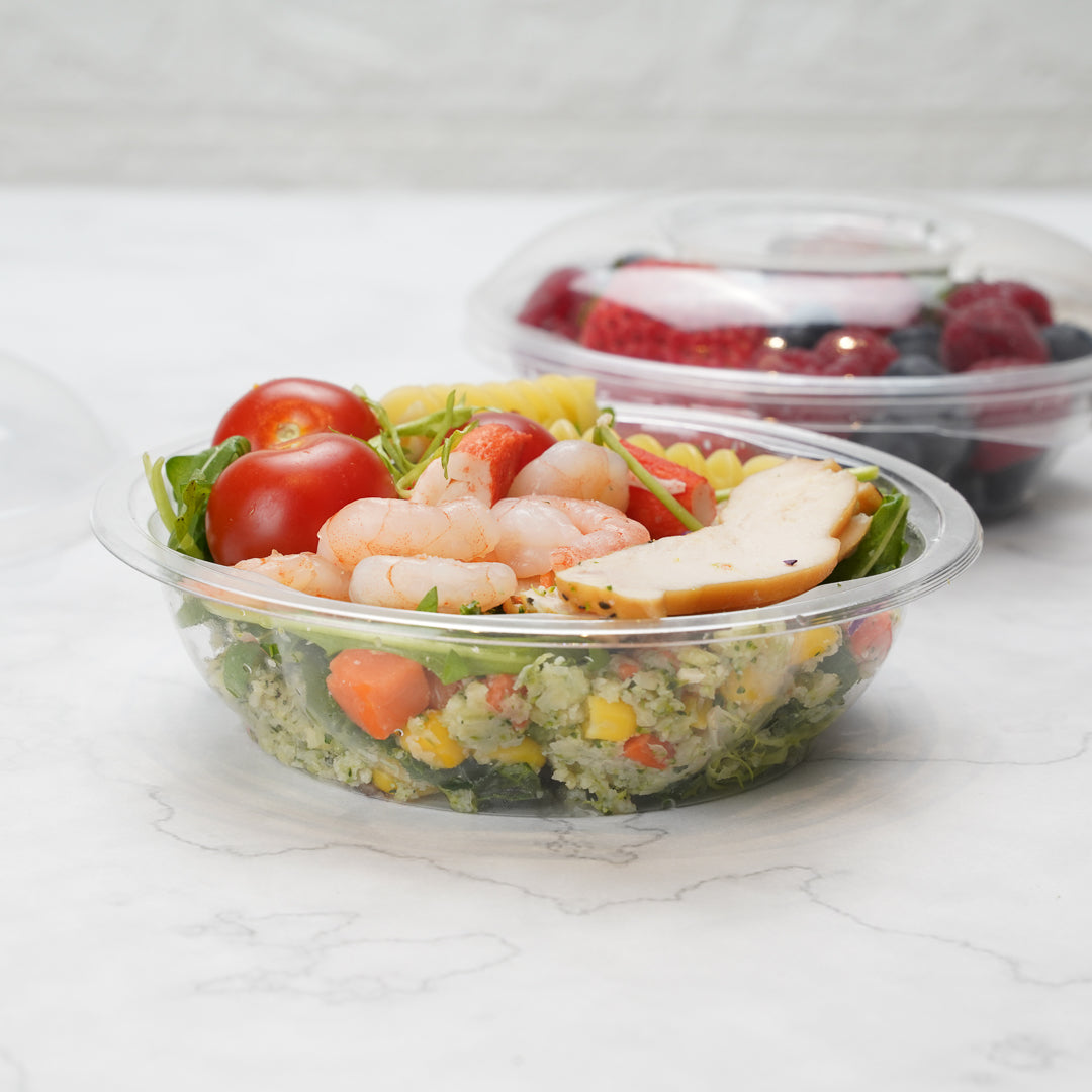 Thermo Tek 8 oz Clear Plastic Ergo-Grip Bowl - 4 3/4" x 4 3/4" x 1 1/4" - 500 count box