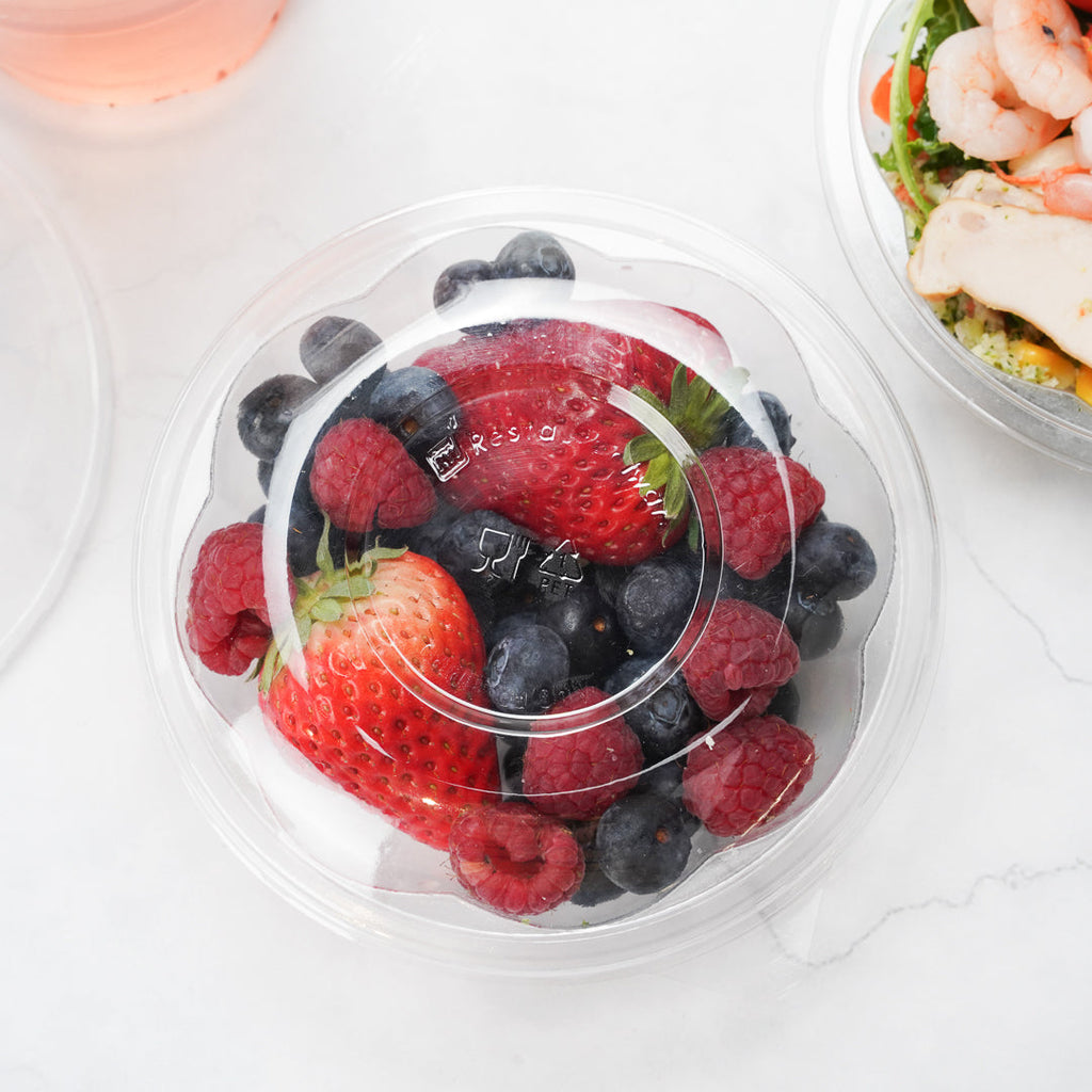 Thermo Tek 8 oz Clear Plastic Ergo-Grip Bowl - 4 3/4" x 4 3/4" x 1 1/4" - 500 count box