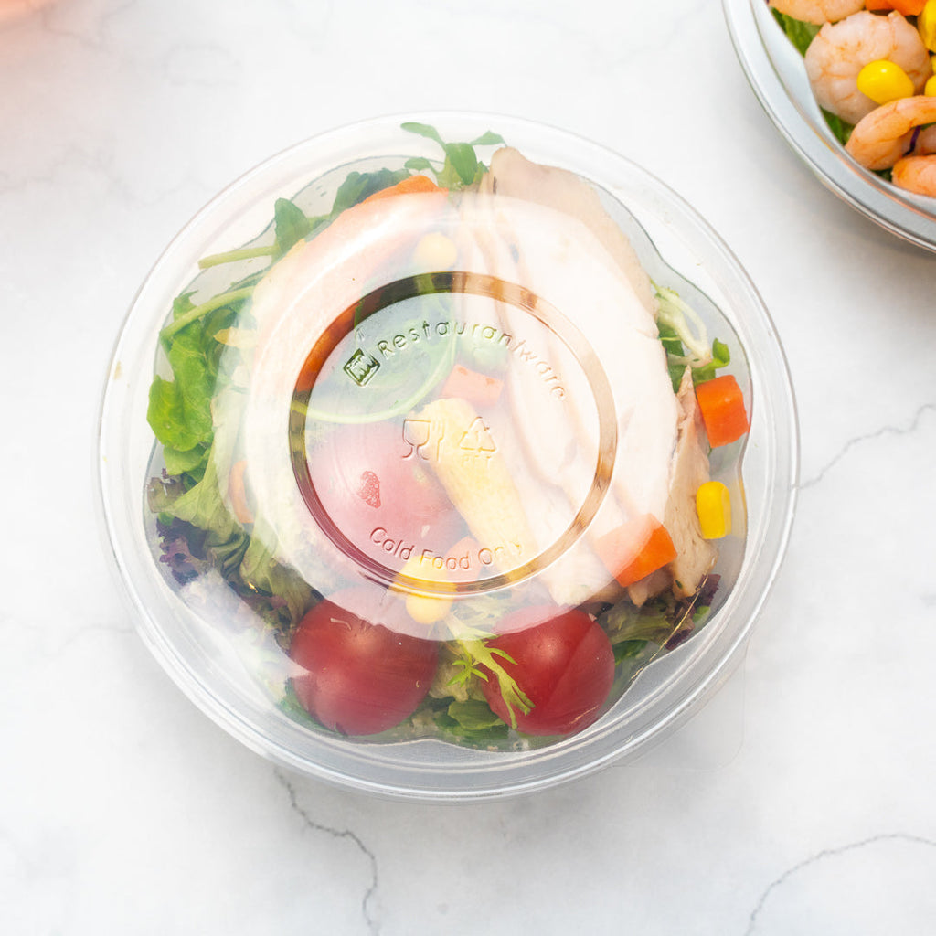 Thermo Tek 12 oz Clear Plastic Ergo-Grip Bowl - 4 3/4" x 4 3/4" x 1 3/4" - 500 count box